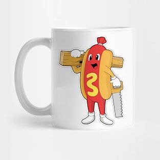 Hotdog as Carpenter with Saw & Wood Mug